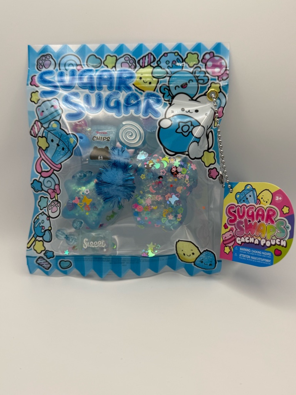 Sugar Swaps Blue Gacha Pouch Squishy Keychain | Rare Dog Star Fidget Toy